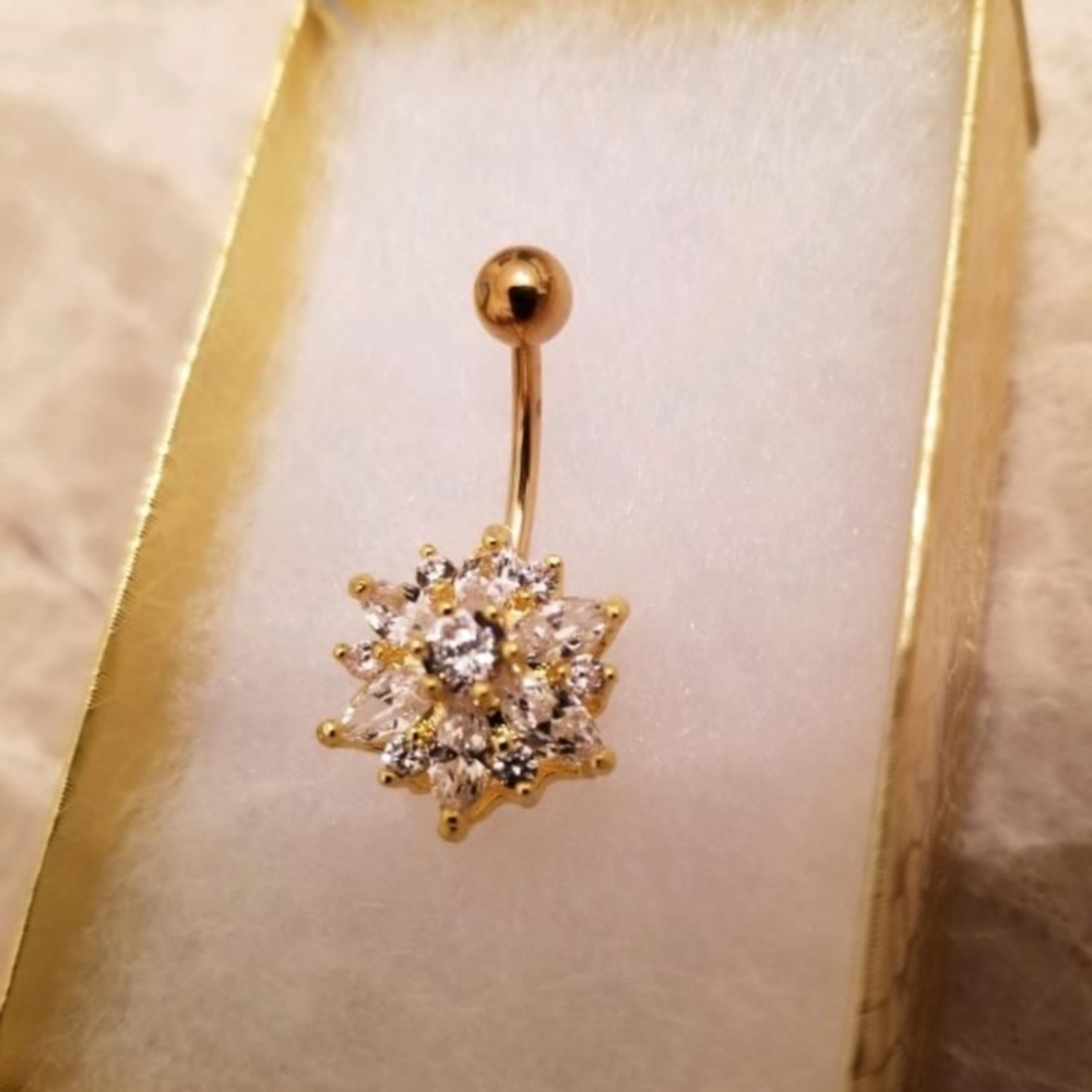 Gold and Silver Starburst Belly Ring